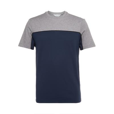 Kem graues Rundhals-T-Shirt mit Farbblock-Design