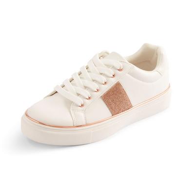 White/Rose Gold Wide Panel Low Tops