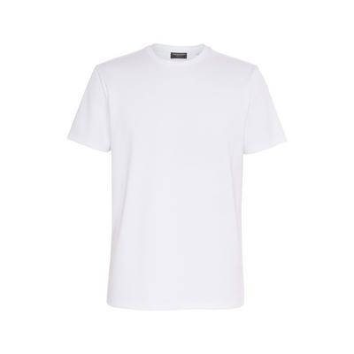 Teksturowany biały T-shirt Kem z okrągłym dekoltem