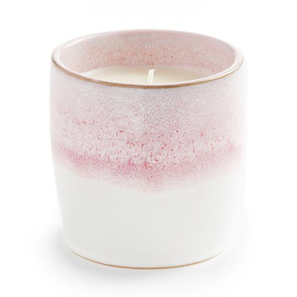Pink And White Glazed Single Wick Candle