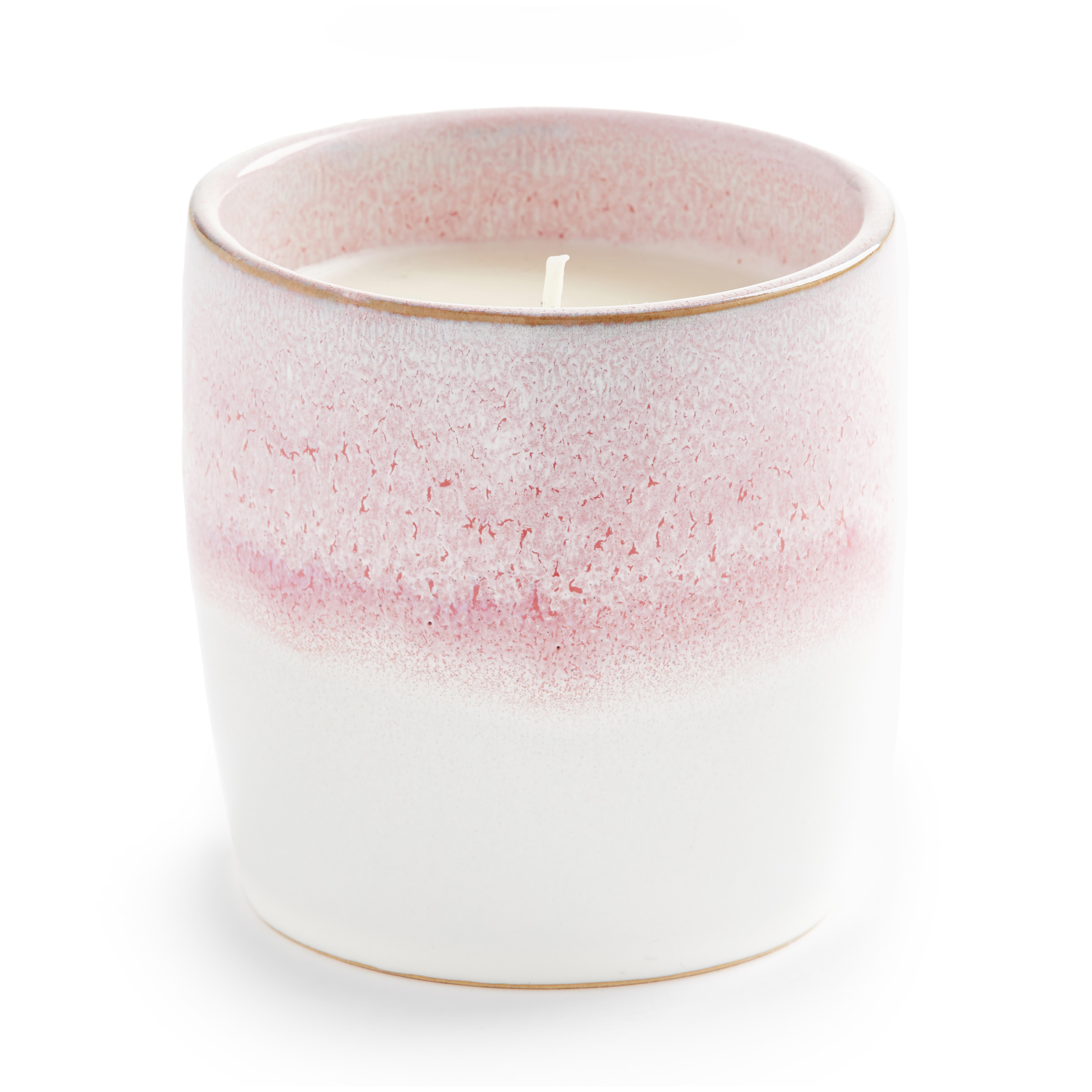 Pink And White Glazed Single Wick Candle Candles & Scented Candles