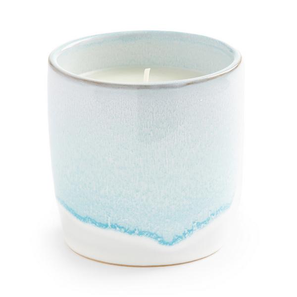 Blue And White Glazed Single Wick Candle