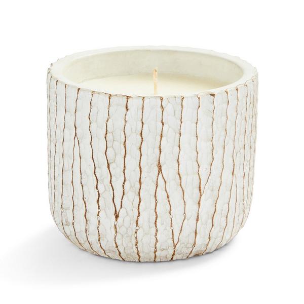 White Textured Ceramic Candle
