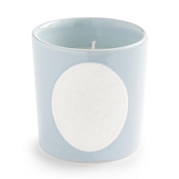 Blue Embossed Seal Candle