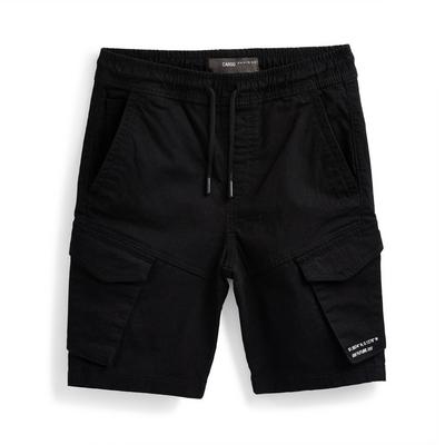 Older Boy Black Cargo Shorts