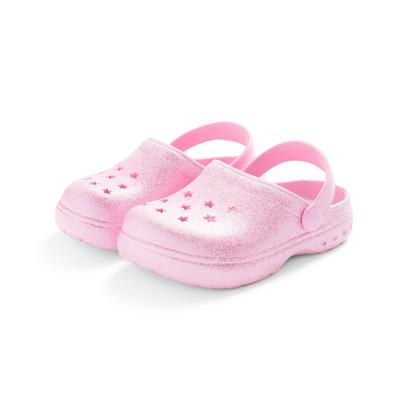 Younger Child Pink Glitter Clogs