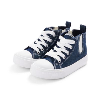 Younger Child Navy Chambray Canvas High Top Trainers