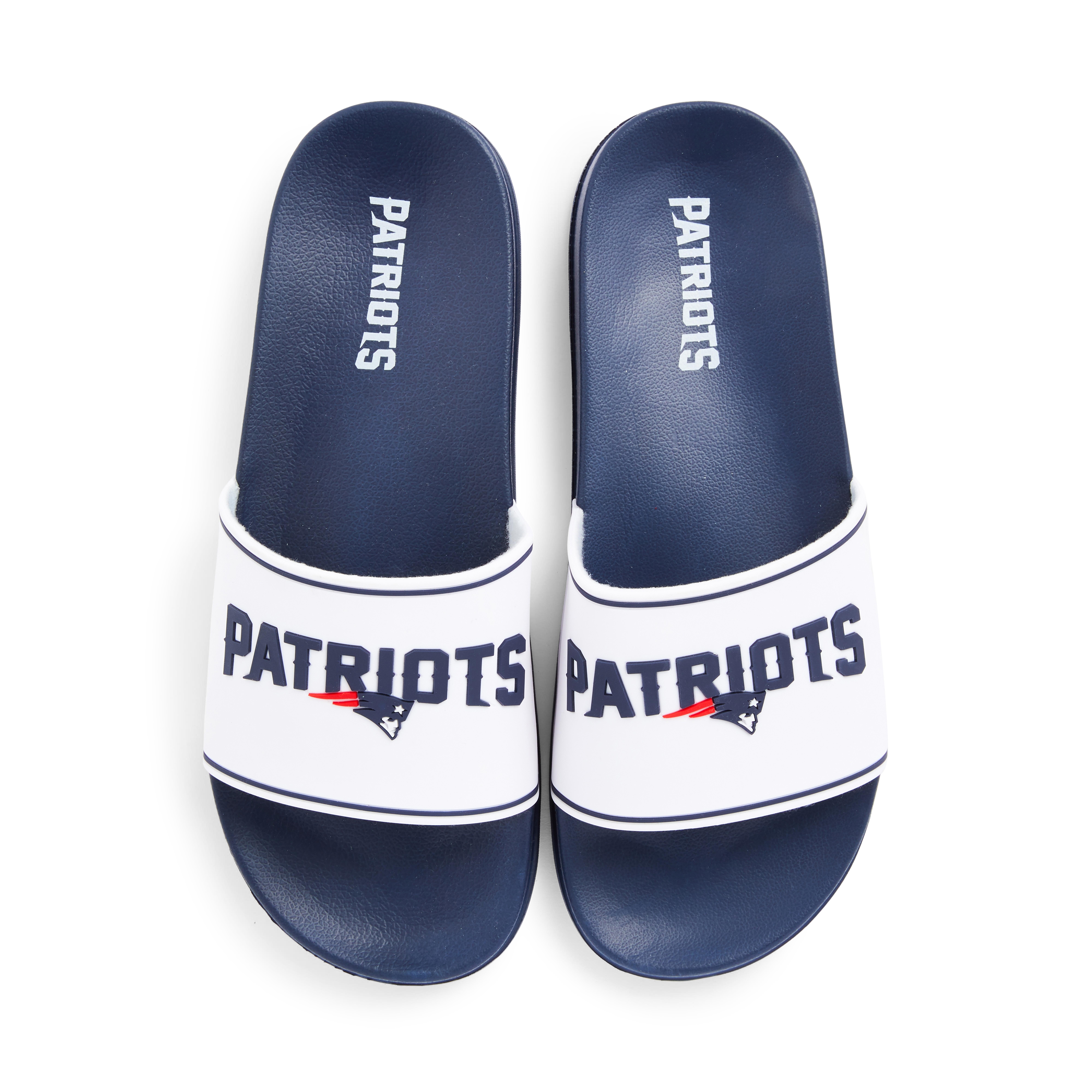 Claquettes NFL New England Patriots blanches et bleu marine