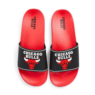 Claquettes NBA Chicago Bulls noires et rouges
