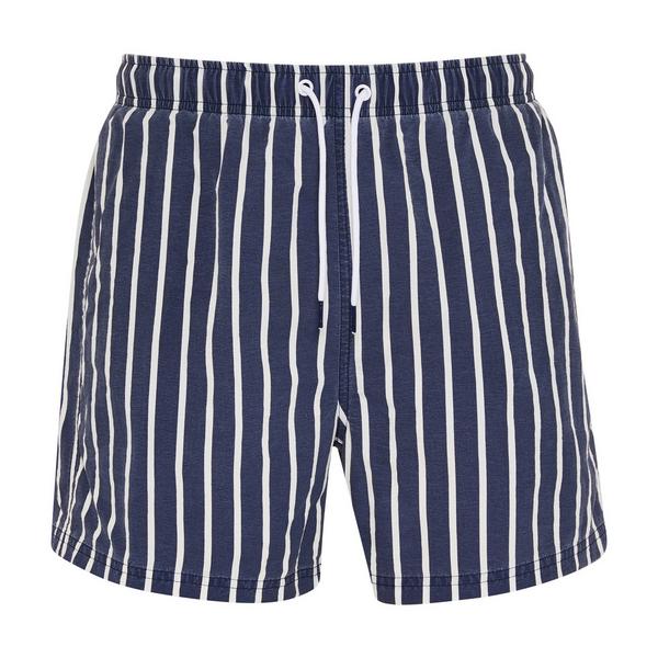 Navy Washed Striped Swim Shorts