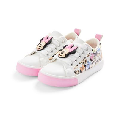 Younger Child White Disney Minnie Mouse All Over Print Lowtop Trainers