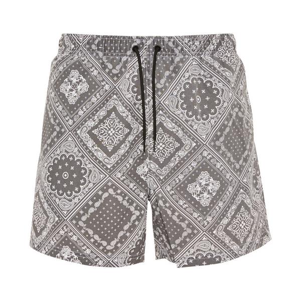 Grey Washed Bandana Print Shorts