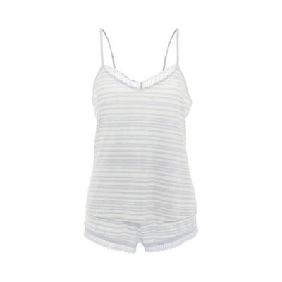 White Striped Camisole And Shorts Set 2 Piece