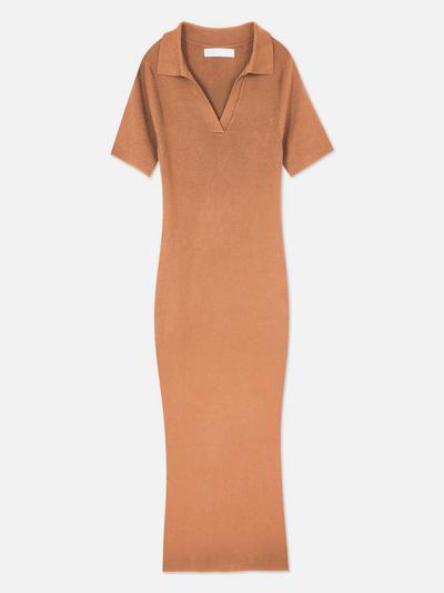 Taupe Ribbed Polo Dress