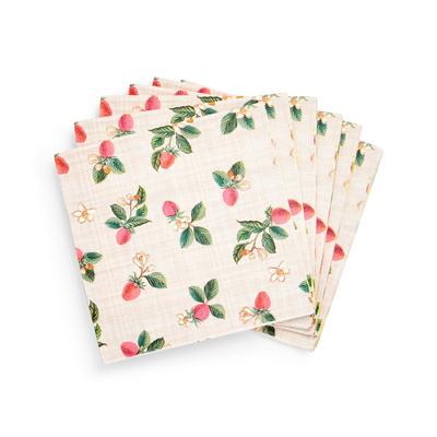 Serviettes beiges à imprimé fraises