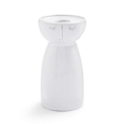 Small Beige Face Embossed Candle Pillar