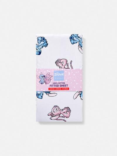 White Disney Lilo and Stitch Double Fitted Sheet