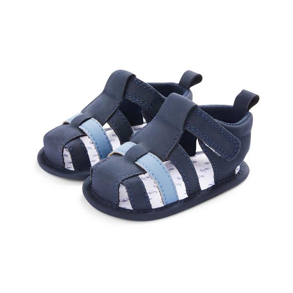 Mornarsko modri sandali v ribiškem stilu za dojenčke