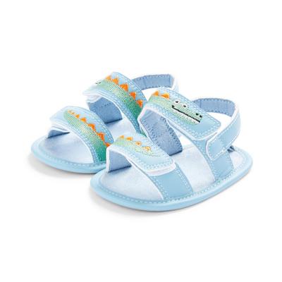 Błękitne sandały z krokodylem dla niemowląt