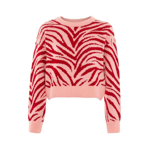 Rosafarbener Pullover mit Zebramuster