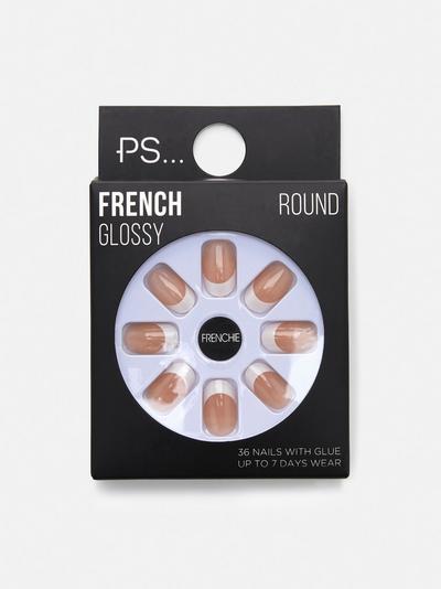 Lot de 36 faux ongles ronds French