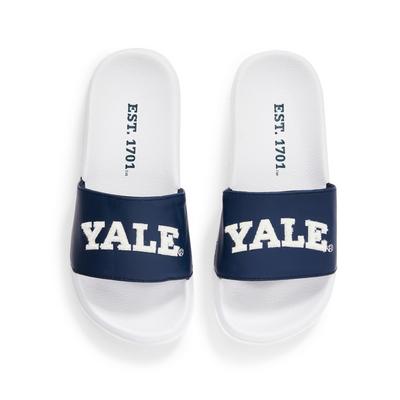Wit-donkerblauwe Yale-slippers voor kinderen