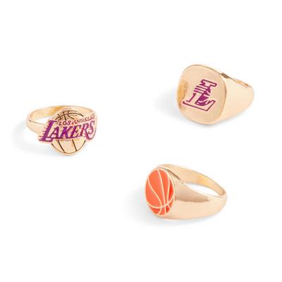 Lot de 3 bagues dorées NBA Lakers Sovereign