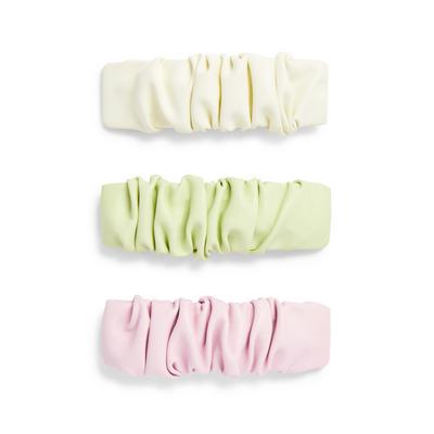Pastel Ruched Hair Clips 3 Pack