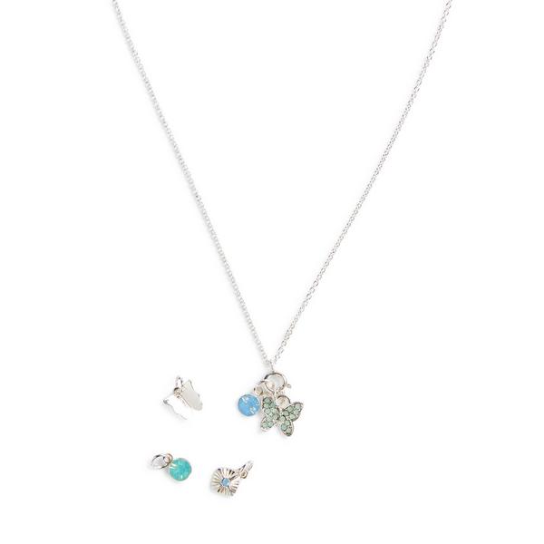Silvertone Butterfly Charm Chain Necklace
