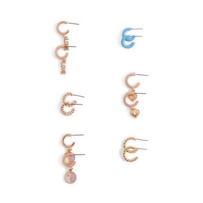 Goldtone Huggie Earrings Set 6 Pack