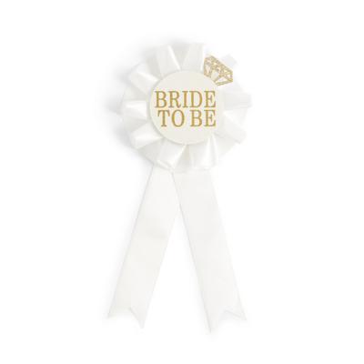 Biała odznaka z napisem Bride To Be