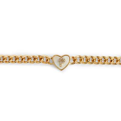 Goldtone Chunky Chain P Intital Bracelet