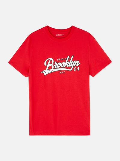 T-shirt in cotone con stampa Brooklyn