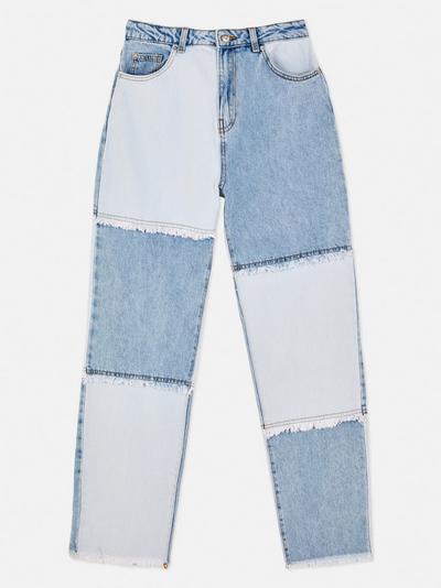 Patchwork jeans met rechte pijpen