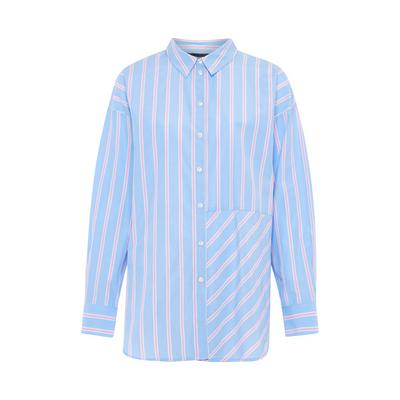 Blue Wide Striped Spliced Shirt