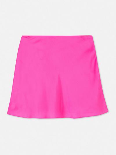 Ruched Satin Mini Skirt