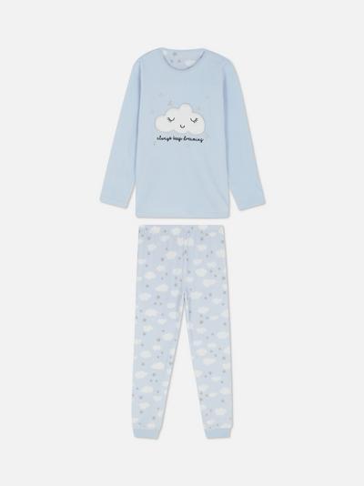 Fleece-Pyjama mit Wolken-Motiv