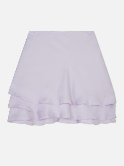 Satin Tiered Mini Skirt