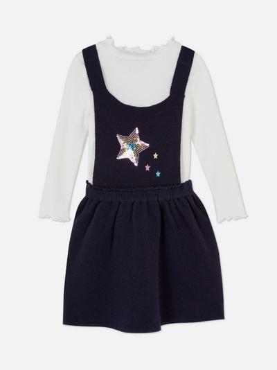 Sequin Star Knitted Pinafore Set