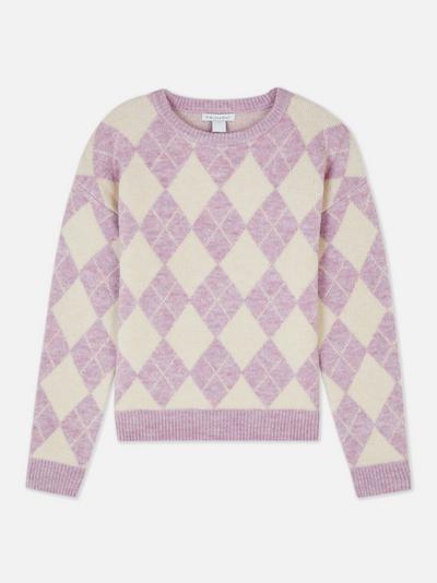 Fino pleten pulover z diamantnim vzorcem