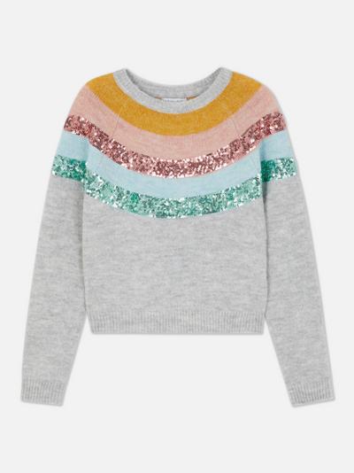 Stripy Sequin Knitted Jumper