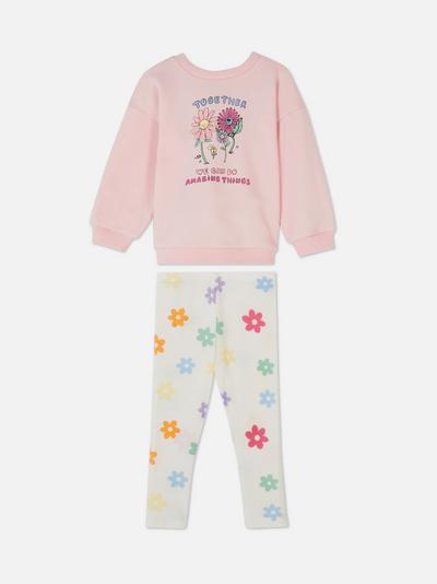 Conjunto camisola e leggings padrão floral