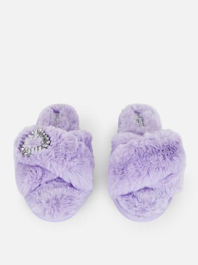 Embellished Fluffy Slippers