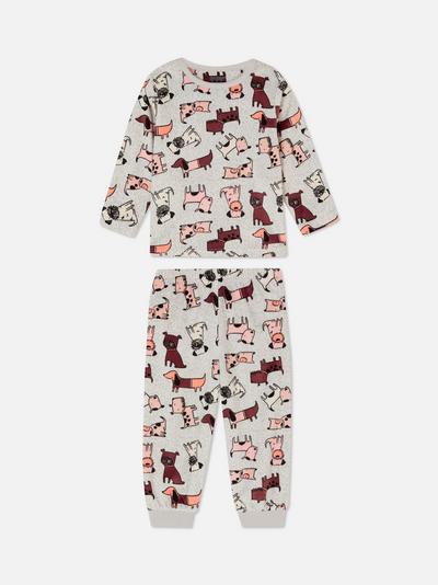 Pijama de lana con estampado de perros