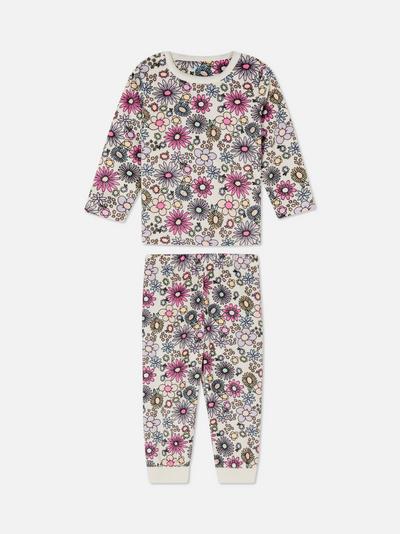 Conjunto de pijama de lana con estampado de flores