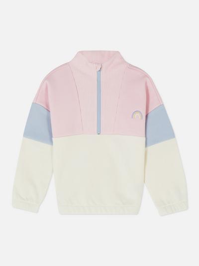 Sweatshirt met kleurvlakken en halve rits
