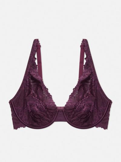 D - F Lace Non-Padded Plunge Bra