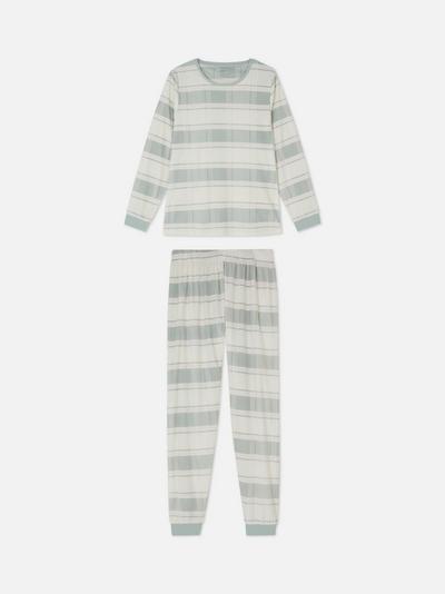 Pyjama en tissu minky doux à rayures