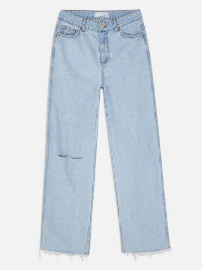 Jeans im Used-Look mit weitem Bein