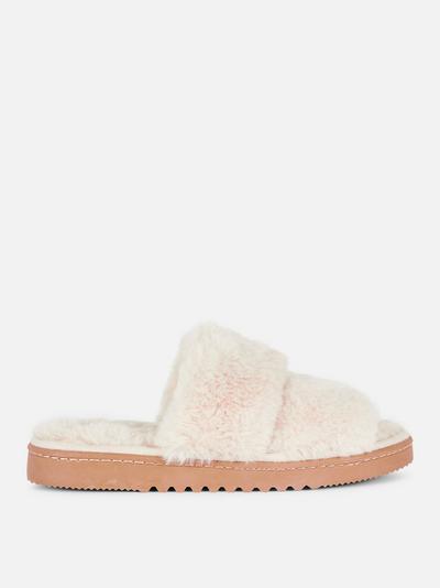 Faux Fur Backless Slippers